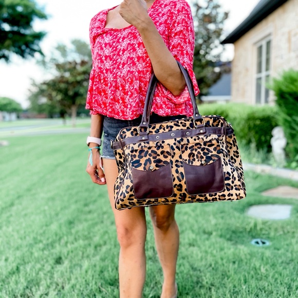 Hair on cowhide duffle weekender tote diaper bag - Picture 13 of 16